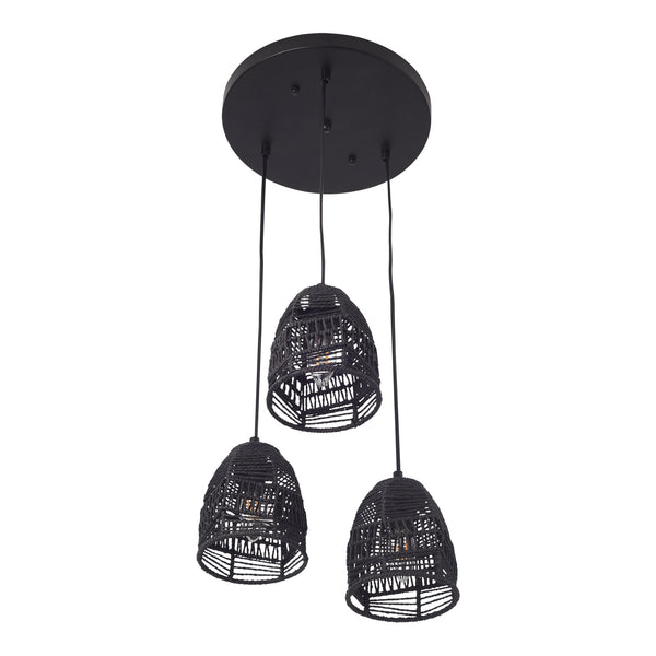 Lampa wisząca Andover metal+rattan czarna [lux.pro]