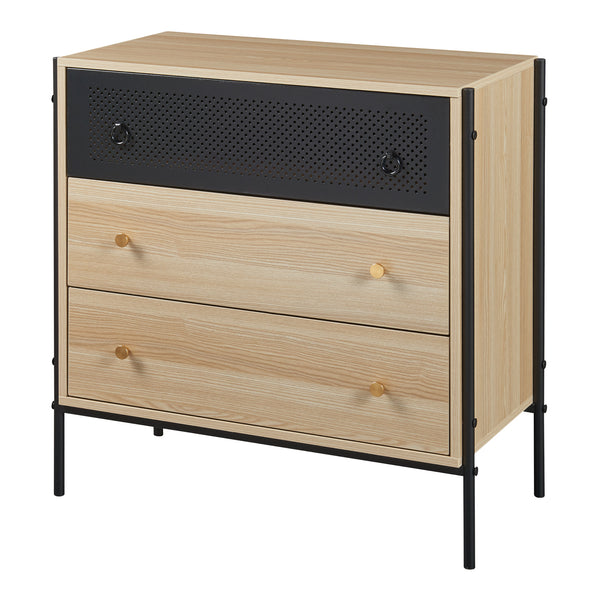 Komoda Tysnes z 3 szufladami 80x80x40 cm dąb/czarny [en.casa]