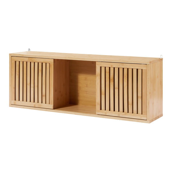 Ypäjä półka ścienna 93x20x33 cm bambus [en.casa]