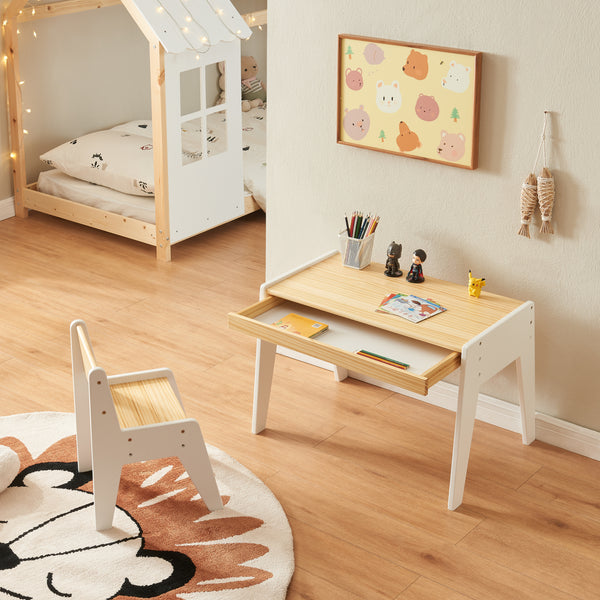 Biurko dziecięce z krzesłem Skinnskatteberg drewno/białe [en.casa]