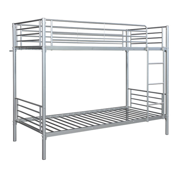 Łóżko piętrowe metalowe Soppsar 208,5x97x165 cm srebrne [en.casa]