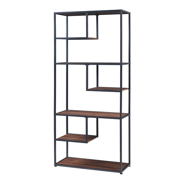 Regał Østre 180x83x34 cm czarny/walnut look [en.casa]