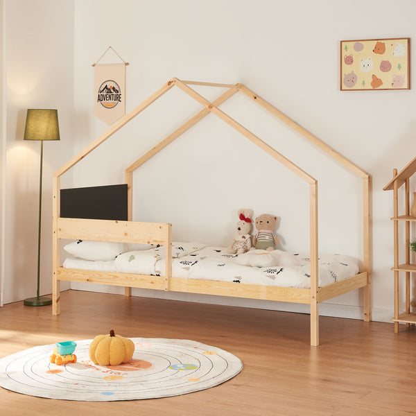 Łóżko domowe Sodankylä z wysuwanym łóżkiem i 2 materacami 90x200cm [en.casa]