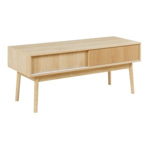 Szafka pod TV Landskrona 115x40x48 cm z dwoma przesuwanymi drzwiami o wyglądzie dębu [en.casa]