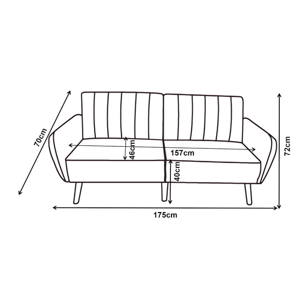 Sofa Malå z funkcją rozkładania 175x70x72 cm szara [en.casa]