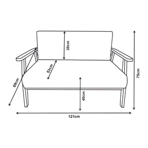 Sofa 2-osobowa tapicerowana Kinda 121x69x75 cm szara [en.casa]