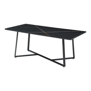 Stolik kawowy Riskiften 120x60x48 cm marmurowy wygląd, czarny [en.casa]
