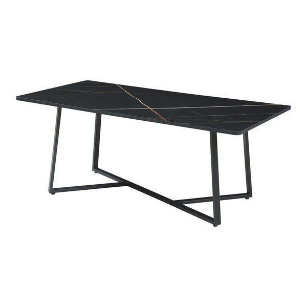 Stolik kawowy Riskiften 120x60x48 cm marmurowy wygląd, czarny [en.casa]