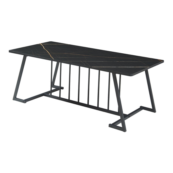 Stolik kawowy Nospoo 120x60x46 cm marmurowy wygląd, czarny [en.casa]
