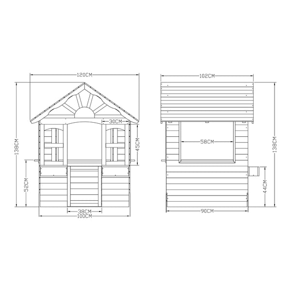 Domek dla dzieci Vesa 138x120x102 cm drewno jodłowe szary [casa.pro]