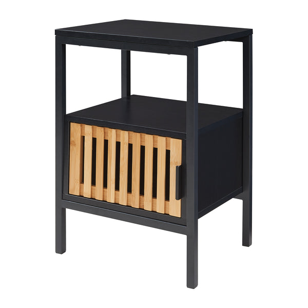 Stolik nocny Luniehti 58x40x33 cm czarny/natura [en.casa]