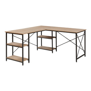 Biurko Klirurud z 2 półkami w kształcie litery L 150x150x75 cm dąb [en.casa]