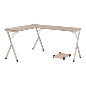 Biurko Tarielarg ze stojakiem na komputer w kształcie litery L 158x120x75 cm dąb [en.casa]