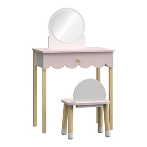 Stolik do makijażu dla dzieci z krzesełkiem Vestnes Cotton Candy/White [en.casa]