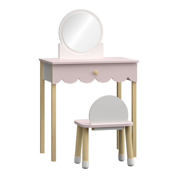 Stolik do makijażu dla dzieci z krzesełkiem Vestnes Cotton Candy/White [en.casa]