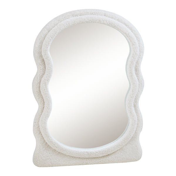 Lustro ścienne Humming z ramą z pluszowego materiału 80x60 cm białe [en.casa]