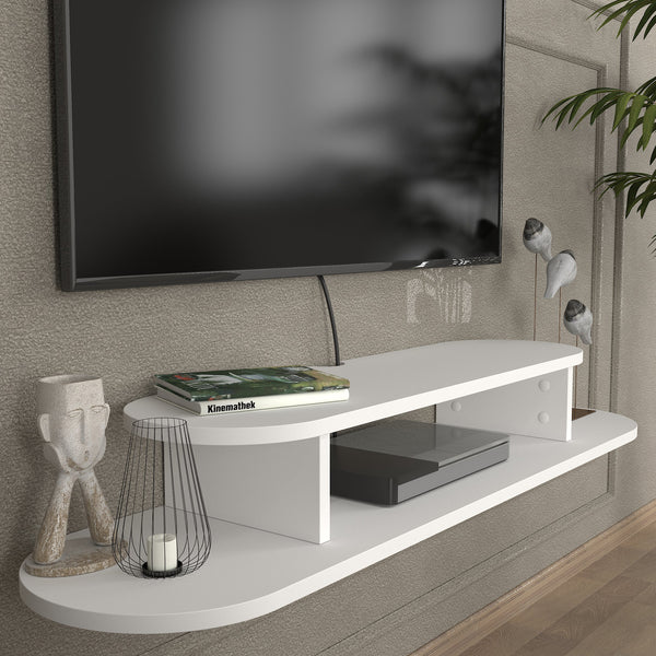 Wisząca półka TV Targema 120x30x16 cm Biała [en.casa]