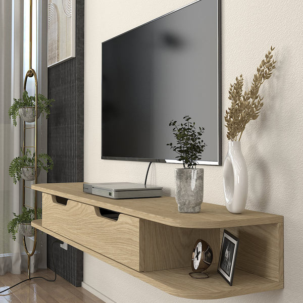 Szafka RTV wisząca Karjali 150x30x19 cm dąb [en.casa]