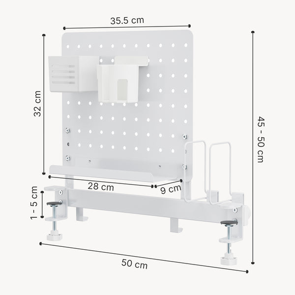 Organizer na biurko Sauda 50x50 cm stalowy biały [en.casa]