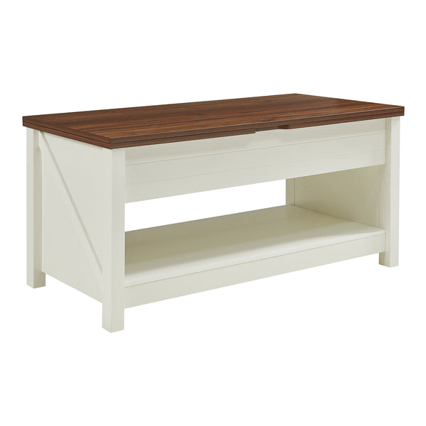 Stolik kawowy Kasama z podnoszonym blatem i schowkiem 110x55x54 cm orzech/biały [en.casa]