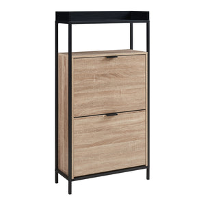 Wózek na buty Belana z 2 klapami 116x60x24 cm czarny/dąb [en.casa]