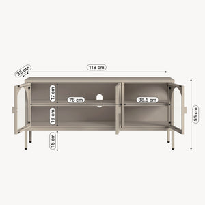 Witryna-komoda Klippestad stal 118x35x55 cm kolor wielbłądzi [en.casa]