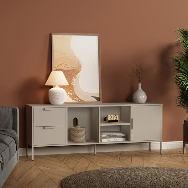 Szafka RTV Kliri Stahl 150x35x58 cm w kolorze wielbłądzim [en.casa]