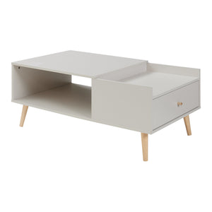 Stolik kawowy Hallevil z szufladą 106x59x44 cm Biały [en.casa]