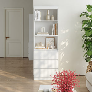 Regał Les z 3 szufladami 180x60x35 cm Biały [en.casa]
