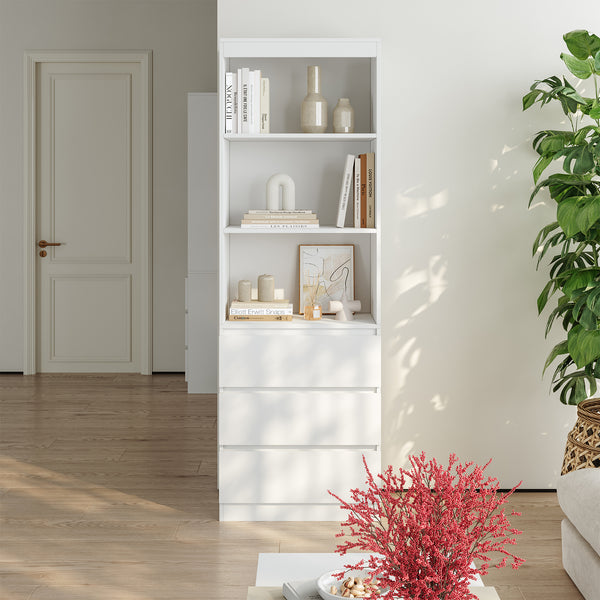 Regał Les z 3 szufladami 180x60x35 cm Biały [en.casa]