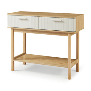 Konsola Ferrersp z 2 szufladami 100x40x80 cm dąb/kolory piasku [en.casa]