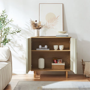 Kredens Ferrersp z 2 drzwiczkami 80x80x40 cm dąb/kolory piasku [en.casa]