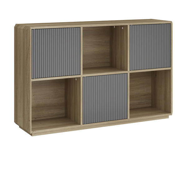Sideboard Trömi 75x120x30 cm dąb optyka/szary [en.casa]