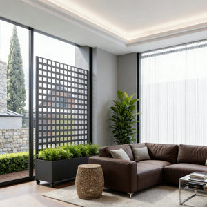 Ścianka działowa Toma ze skrzynką na kwiaty stal 190x82x38 cm czarna [casa.pro]
