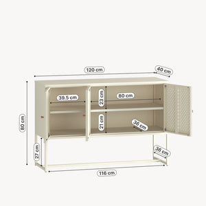Sideboard Viitasaari 120x40x80 cm stal kremowobiały [en.casa]