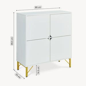 Sideboard Reyri 90x80x35 cm Biały/Złoty [en.casa]