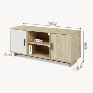 Szafka RTV Kenta 120x39x52 cm Sonoma-dąb/ biały [en.casa]