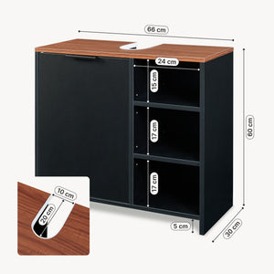 Szafka pod umywalkę Trond 60x66x30 cm Czarny/Orzechowy wygląd [en.casa]