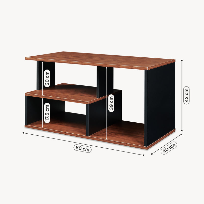 Szkic wymiarowy Stolik kawowy Trond 80x40x42 cm Czarny/Walnut [en.casa]