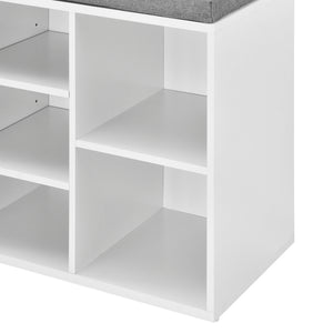 Regał na buty Ymir 103x30x48 cm 10 półek Ławka biały/szary en.casa