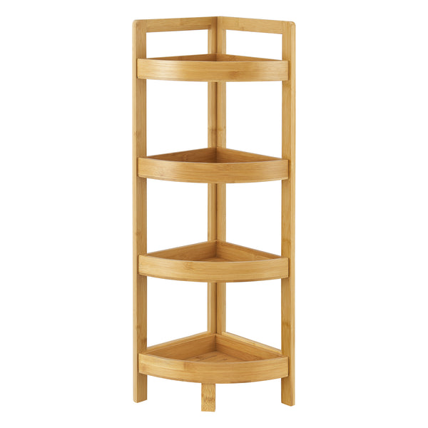 Bambusowa półka łazienkowa Lestijärvi półka narożna z 4 półkami 80x23x23cm [en.casa]