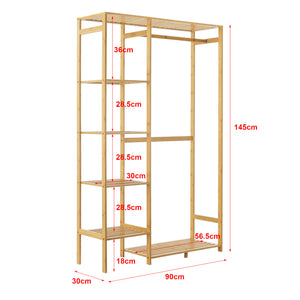 Wieszak na płaszcze Eurajoki 139x100x40 cm naturalny bambus [en.casa]
