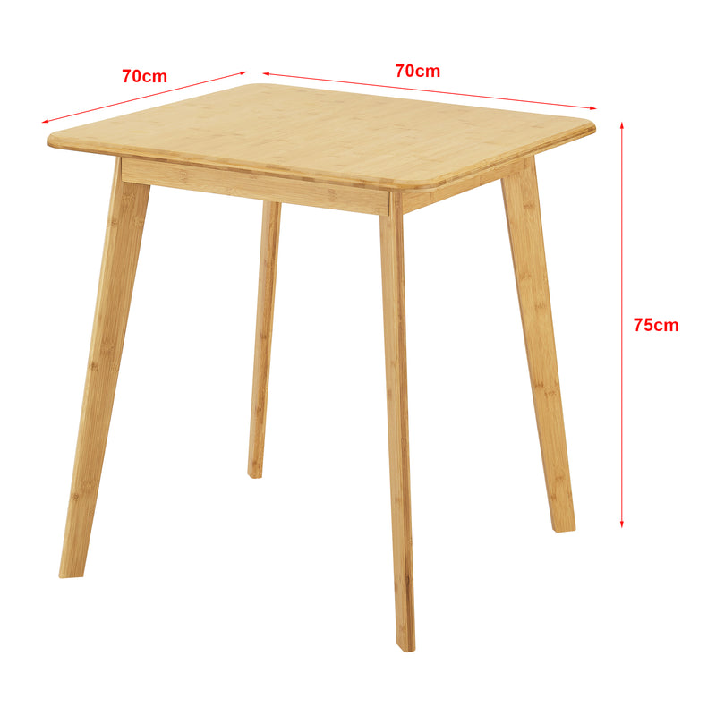 Szkic wymiarowy Närpes stół jadalny dla 2 osób bambus 75x70x70 cm [en.casa]