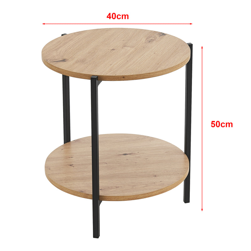 Szkic wymiarowy Stolik boczny Kuopio 50xØ40cm czarny/drewniany [en.casa]