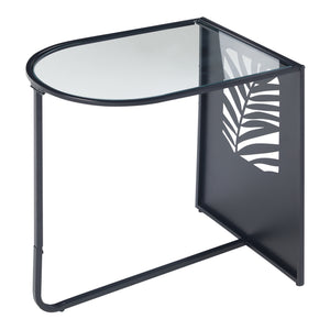 Stolik boczny Ulvik 50x50x35cm wykonany z metalu i szkła czarny [en.casa]