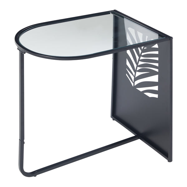 Stolik boczny Ulvik 50x50x35cm wykonany z metalu i szkła czarny [en.casa]