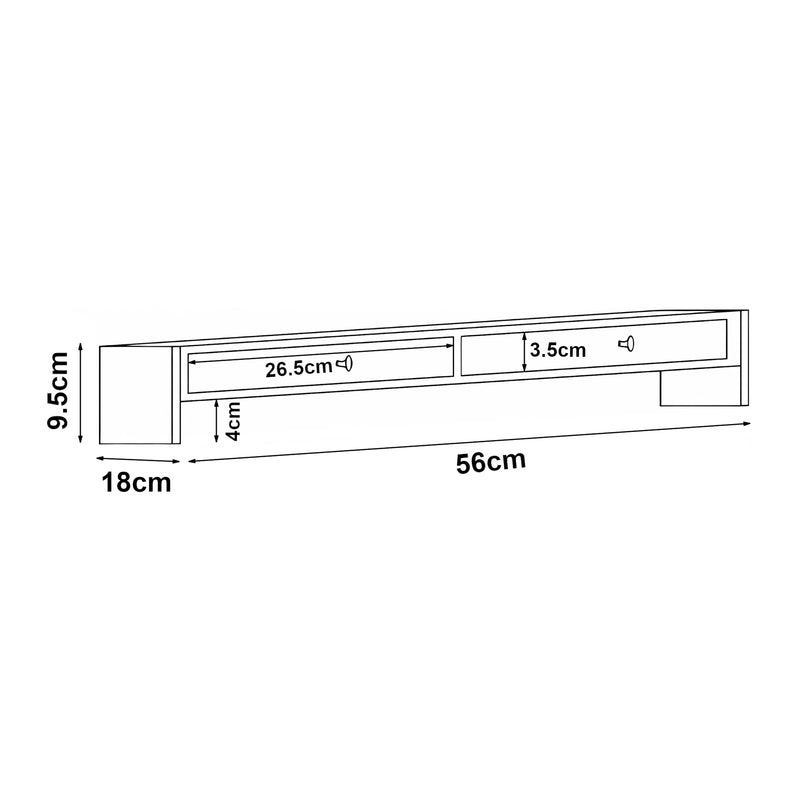 Szkic wymiarowy Stojak na monitor Hallstahammar 56x18x95 cm bambus [en.casa]