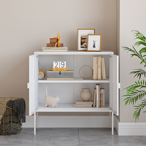 Sideboard Castelli 82,5 x 80 x 40 cm Biały Stal [en.casa]