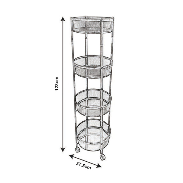 Wózek Sørreisa z 4 poziomami 123xØ375cm Biały [en.casa]
