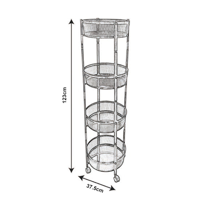 Szkic wymiarowy Wózek Sørreisa z 4 poziomami 123xØ375cm Biały [en.casa]